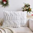 Christmas Trees Pillow Covers 18x 18 Inch Set of 2 Christmas Reindeer Shaped White Soft Faux Fur Throw Pillow Covers Xmas Winter Holiday Pillows Decorative Pillow Covers Cushion Cases for Sofa Couch