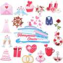 Oudain 19 Pcs Honeymoon Cruise Door Decorations Wedding Cruise Door Magnets Anniversary Sign Wedding Car Ship Magnets for Honeymoon Carnival Party Decor