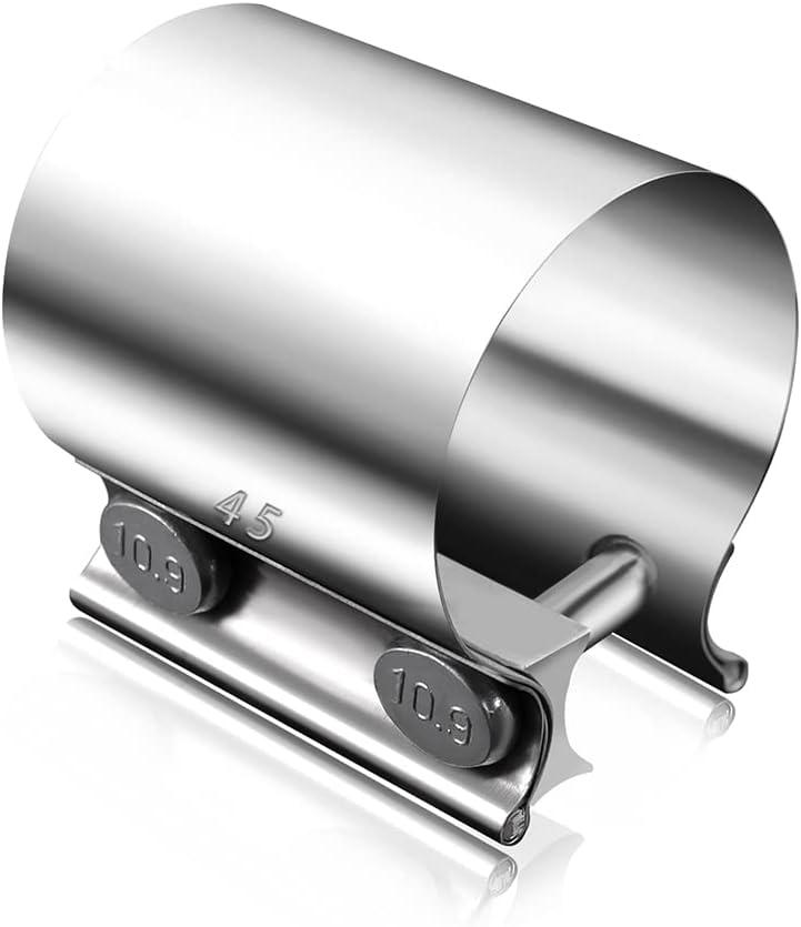 1.75" Butt Joint Band Exhaust Seal Clamp Sleeve,45mm Stainless Steel Exhaust Sleeve Band for Exhaust Pipe, Muffler,Manifolds,Coupler H-031-45