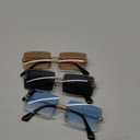 3 Pack Rimless Rectangle Sunglasses for Women Trendy Frameless Square Shades for Men Ultralight