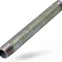 Supply Giant OQHM1512 12" Long Galvanized Steel Nipple Pipe Fitting with 1-1/2" Nominal Size Diameter, 1-1/2" x 12"