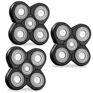 3PCS Head Shaver for freebird replacement blades, 5 Cutter Floating Head Waterproof Stainless Steel Blade for Bald Men Women Grooming, Head and Face Electric (Silver  3)