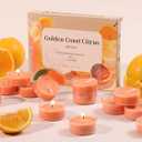 DEVI Golden Coast Citrus Highly Scented Tea Lights Candles 96 Pack, 3.5-4 Hours Natural Palm Tea Candles for Home Scented, Scented Small Votives with Essential Oils for Baby Shower, Relaxing