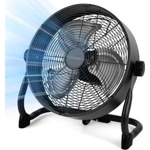 15" Rechargable Battery Operated Fan for Camping,12 Speeds Cordless Floor FanRechargeable Portable Fan for Travel Indoor Outdoor, 12000mAh, 360Manual Tilt (Dark Black)