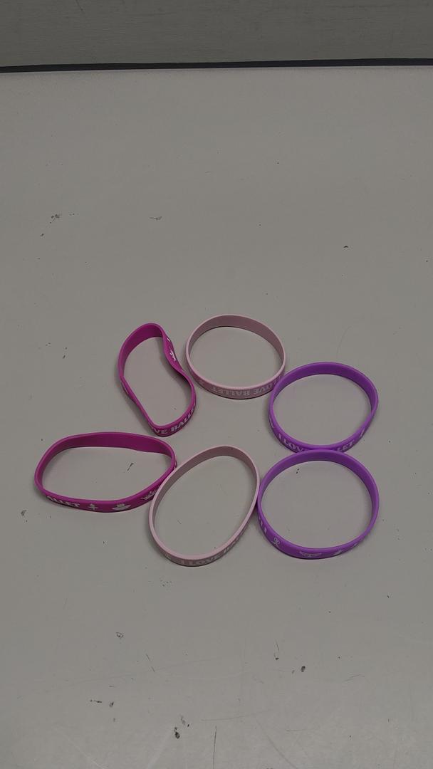 I Love Ballet Wrist Brands 6 Pack, Pink/Violet 