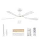 addlon Ceiling Fans with Lights, 52 inch White Ceiling fan with Light and Remote Control, Reversible, 3CCT, Dimmable, Noiseless, Small Ceiling Fan for Bedroom, Farmhouse, Indoor/Outdoor Use