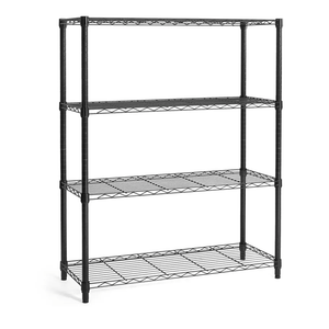 CAPHAUS 4-Tier Adjustable Height Wire Shelving Unit, Wire Rack Shelving, Metal Steel Storage Shelves, Garage Shelving Storage Organizer, Utility Storage Shelf, Without Wheels, Black