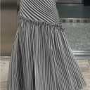 GORGLITTER Women's Striped Maxi Skirt Frill Trim Ruffle Flowy A Line Trendy Boho Long Skirts, S