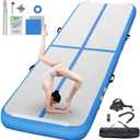 FBSPORT Inflatable Air Gymnastics Mat Training Mats 4 Thickness Gymnastics Tracks for Home Use/Training/Cheerleading/Yoga/Water with Pump (10ft*3.3ft*4in(3*1*0.1m), Blue)