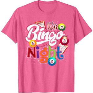 Bingo Night Gift Bingo Player Lottery Winner Gambling Bingo T-Shirt, Small, Pink Heather