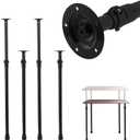 Premade Round Metal Desk Legs, 30 to 45inch Telescoping Round Office Table Legs Heavy Duty Set of 4 Stainless Steel Tube Portable DIY Furniture Screw in Table Legs Sturdy (30-45in)