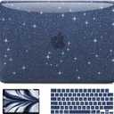 AKIT Compatible with MacBook Air 13 inch Case Sparkly 2025 2024-2022 M4 M3 M2 A3240 A3113 A2681, Glossy Glitter [Anti-Cracking] Hard Shell Laptop Case Cover for MacBook Air 13.6 inch 2025, Haze Blue