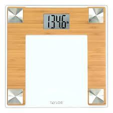 Taylor Digital Bathroom Scale with bamboo for Body Weight, Large 12.2 Inch Glass Platform, Blue Backlit LCD Display, 440 lb Capacity, Weight Tracking for 2 Users, Clear