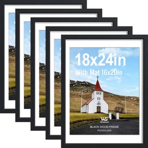18x24 Poster Frame , Black Wood, Gallery Wall Frames Set of 5