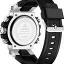 LN LENQIN Mens Watches Digital Military Watch for Men Stopwatch Army Survival Tactical Sports Outdoor Big Face Waterproof Men's Wrist Watches with LED Backlight/Timer/Alarm/Date (Black Gray Silver)