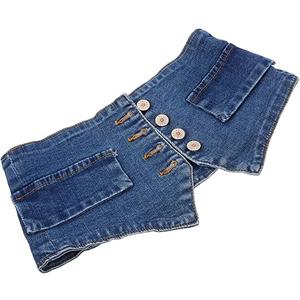 Elegant Wide Denim Waistband Corset Women's Belt Cinch Button Dress Waist Cinch Belt