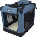 EliteField 3-Door Folding Soft Dog Crate with Carrying Bag and Fleece Bed, Indoor & Outdoor Pet Home (42" L x 28" W x 32" H, Blue Gray)