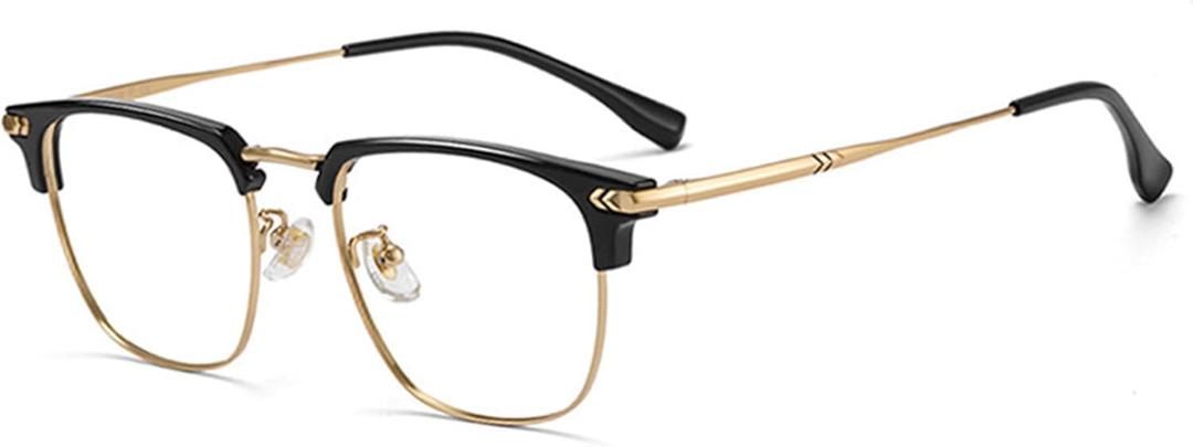 Blue Blocker Glasses for Men Metal Computer Gaming Glasses With Blue Ray Filter (Black Gold)