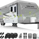 RV Cover Fits 35-38ft Travel Trailer: Lightweight, Waterproof Camper Cover for Toy Hauler, Winter Campsite, with Gutter Covers, Tongne Jack Covers, Windproof Straps