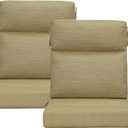 Outdoor High Back Chair Cushion, 2 Pack 44x21 inches Patio Chair Cushions Water Repellent Rocking Cushions Indoor Furniture Seat Pad, Warm Taupe