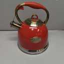 Tea Kettle, Stovetop Whistling Teapot, Stainless Steel, Red, 3.0-Quart