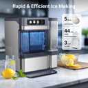 Nugget Ice Maker Countertop, 44Lbs/24H with 0.8 Gallon Tank Pebble Ice Maker, Self-Cleaning Pellet Ice Machine Ready in 5-10min, Nugget Ice Machine for Kitchens/Home/Office