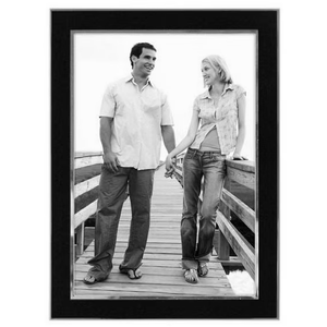 Malden International Designs Black Sleek With Silver Inside Border Picture Frame, 5x7, Black