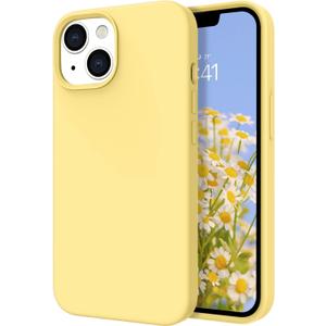 DOMAVER for iPhone 13 Case Liquid Silicone Slim Soft Gel Rubber Microfiber Lining Cushion Women Girls Protective Cases for iPhone 13- Yellow