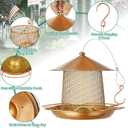 LBTING Bird Feeder for Outside, Metal Lantern-Shaped Bird Feeder, Wild Bird Feeders for Hanging Outdoor Garden Yard, Bright Gold