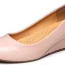 Trary Women's Wedges Heels for Women Pumps Round Toe Mid Heels Comfortable Closed Toe Dressy Shoes Women Pumps Wedge Shoes for Wedding Work Office Party 1.8 Inches