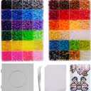 4800pcs Fuse Beads Kit for Kids Crafts, 48 Colors 5mm Melting Beads Set Including Pegboards, Ironing Paper, Tweezers, Birthday and Christmas Gift