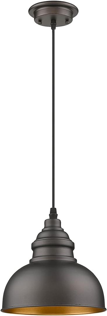 Farmhouse Mini Pendant Lighting Over Island, Industrial Adjustable Height Ceiling Light Fixture, Bronze Round Hanging Fixture for Dining Room, Bedroom, Living Room, Restaurant, Bar