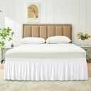 Biscaynebay Wrap Around Bed Skirts for Full & Full XL Beds with Short Drop of 12", White Adjustable Elastic Dust Ruffles Easy Fit Wrinkle Resistant Silky Luxurious Fabric Machine Washable