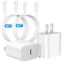 iPhone 17 16 Pro Charger Fast Charging,2Pack 20W Quick USB C Charger Block Type C Chargers Fast Charging,6FT USBC Charging Cable Cord for iPhone 17 Pro/17 ProMax/17 Air/16/16 ProMax/16e/15 Pro/15 Plus (White)