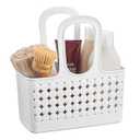 iDesign Portable Plastic Shower Tote Caddy with Handle for College Dorm or Bathroom - White - Made in USA