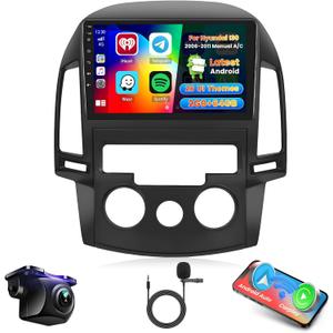 [Manual A/C] Car Radio Stereo for Hyundai I30 2006-2011 Built in Carplay/Android Auto, 9 inch IPS Touch Screen Head Unit Radio with DSP BT GPS FM RDS WiFi 2G RAM 64G ROM