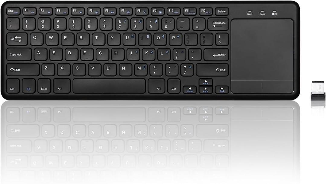 Perixx PERIBOARD-716 Wireless Keyboard with Touchpad, Support Multiple Devices Connection with TV, Tablet and Smartphone, X Type Scissor Keys, Black, US English Layout