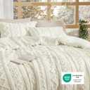 Bedsure Tufted Boho Comforter Set Full Size - Ivory Boho Bed Set, GentleSoft 3 Pieces Farmhouse-Style Embroidery Bedding, Gifts for Woman, Soft Jacquard Full Comforter for All Seasons