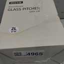 2 Pack 2 Liter/68 oz Square Glass Pitcher with Lid, Classic Stripes Water Pitchers with Handle for Fridge, Large Jug for Iced Tea, Coffee, Borosilicate Glass Carafe for Hot/Cold Brew Drink, Gold