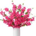 10 Pcs Artificial Bougainvillea Flowers  30" Faux Bougainvillea Branches with Silk Petals, Realistic Single Stem Bougainvillea for Home Wedding Table Party & DIY Floral Decor (Rose Red)