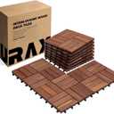 Premium Solid Wood Interlocking Deck Tiles, 10 PCs 12x12 Snap Together Patio Flooring for Outdoor, Balcony, Porch, Poolside, Waterproof All Weather (Walnut)