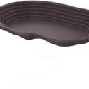 Flushbay Extra Large Reptile Bathing Pool Reptile Feeding Dish Water Bowl with Ramp Aquarium Ornament for Gecko, Snake, Turtle, Bearded Dragon, Lizard Bath, Black 