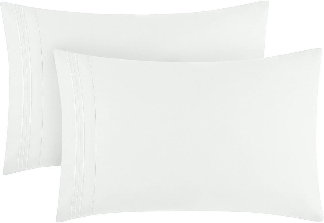 Mellanni Pillow Cases - Luxury, Extra Soft | Cooling Pillow Covers - 2 PC Iconic Collection Pillowcases - Envelope Closure(Standard/Queen 20" x 30", Ivory)