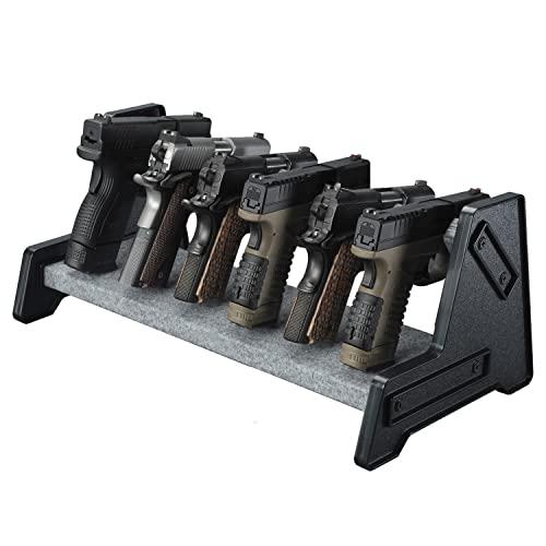 Mind and Action Pistol Rack, Deluxe Handgun Rack Stand,Pistol Display Holder for Gun Safe and Gun Cabinet (6 Gun Holders)