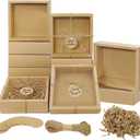 Corsiampoo 30 Sets Drawer Kraft Cardboard Boxes, 6.5 x 6.5 x 2 Inches Gift Boxes with Window, Homemade Soap Box with Blank Tags,Jute String and Raffia, Ideal for Cookie, Candy, Party Favors