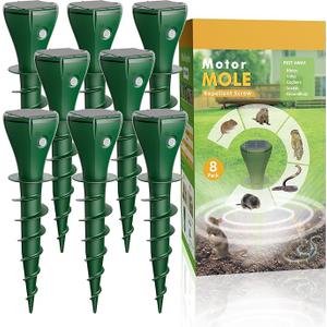 Mole Repellent Solar Powered, 8 Pack Snake & Skunk Repellent for Yard, IP 65 Waterproof Ultrasonic Deterrent Stakes, Get Rid for Rabbit, Gopher, Vole, Chipmunk, Deer, Groundhog for Lawns Garden
