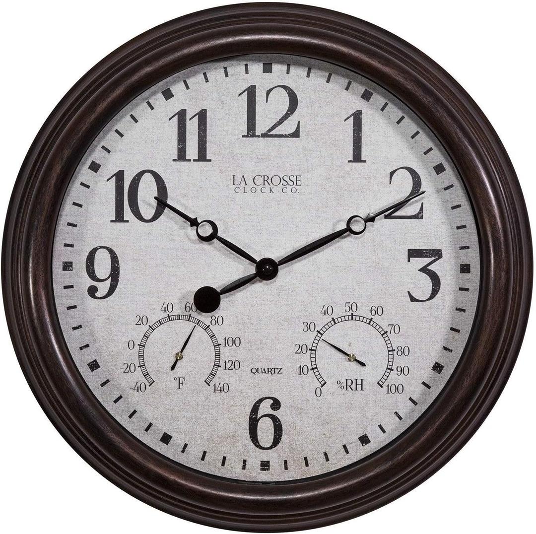 LA CROSSE TECHNOLOGY 404-3015 Clock Wall with Thermo, 15-1/2"
