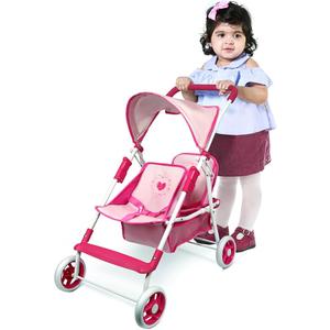 Anivia Toy Baby Doll Stroller with 2 Seats and roof, Foldable with Basket, for Babies Infants Toddlers Girls Kids