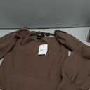 Forever 21 Women's GigotSleeve SweaterKnit Crop Top Espresso Large