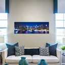 Biuteawal New York Wall Art Living Room Decor Beautiful Manhattan City Skyline Night Light Photo Poster Prints on Canvas Blue Cityscape Picture for Home Office Bedroom Decoration Ready to Hang